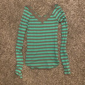 Free People Striped Long Sleeve Top (S)